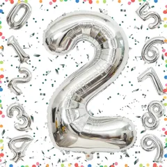 【特価セール】ハッピーバースデー ナンバー2 飾り付け 男の子 40インチ 女の子 誕生日 ギフト アルミ風船 記念日 お祝い シルバー パーティー 数字バルーン 結婚式 Exgox 披露宴