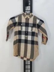 バーバリー キッズ シャツ ワンピース ビッグチェック ベージュ 4y