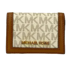 マイケルコース トライフォールド ジップウォレット エクストラスモール MKシグネチャー 三つ折り財布 レザー ブラウン MICHAEL KORS レディース 人気 定番 コンパクト 上品 高級感