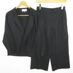 ハナエモリ HANAE MORI セットアップ ジャケット ワイド パンツ 毛 38 ブラック kz11214のサムネイル