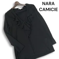 NARA CAMICIE ナラカミーチェ 秋冬 フリル♪ ウール混 ニット カーディガン Sz.2 レディース 黒