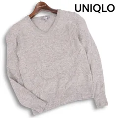 UNIQLO ユニクロ 秋冬 高級 カシミヤ100%★ Vネック セーター ニット Sz.M レディース グレー