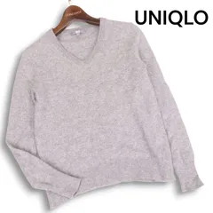 UNIQLO ユニクロ 秋冬 高級 カシミヤ100%★ Vネック ニット セーター Sz.L　レディース グレー