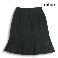 【美品】Leilian レリアン プラスハウス★ 秋冬 ウール100% マーメイド スカート Sz.13+ レディース 黒 大きいサイズ 日本製