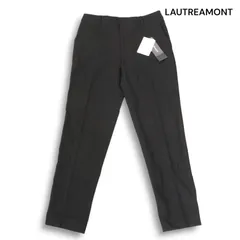 【新品 未使用】 LAUTREAMONT ロートレアモン 秋冬 ストレッチ★ スラックス テーパード パンツ Sz.36 レディース 黒 日本製