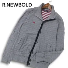 R.NEWBOLD ポールスミス 通年 ロゴ刺繍★ 裏地ボーダー カーディガン 羽織り Sz.M メンズ 灰 グレーのサムネイル