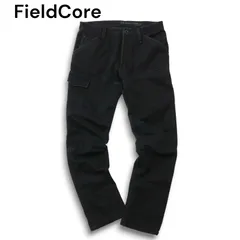 FieldCore フィールドコア ワークマン ストレッチ 撥水 裏起毛 防風 防寒★ カーゴ デニム パンツ ジーンズ Sz.L メンズ 黒