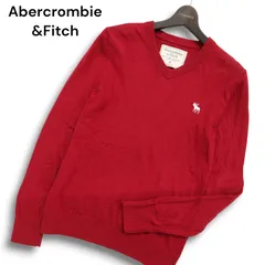 Abercrombie&Fitch アバクロンビー＆フィッチ 秋冬 ロゴ刺繍★ Vネック コットン セーター ニット Sz.XS メンズ 赤系