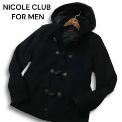 NICOLE CLUB FOR MEN ニコルクラブ フォーメン 秋冬 メルトン ウール★ 裏地キルティング ダッフル コート Sz.46 メンズ 黒のサムネイル