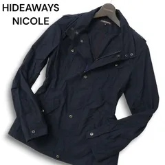 HIDEAWAYS NICOLE ハイダウェイ ニコル 通年 襟ワイヤー★ ミリタリー フィールド ブルゾン ジャケット Sz.46 メンズ 紺