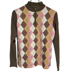 Z1577Munsingwear Grand-Slam マンシングウェア グランドスラム ニット セーター アーガイル タートルネック カジュアル ブラウン レディース M