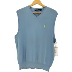 ポロバイラルフローレン Polo by RALPH LAUREN 90-00s PIMA COTTON ポニー刺繍 Vネック コットンニットベスト メンズ  LL