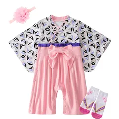 【新品】 [Yilaku] お宮参り 女の子 袴 着物 花飾り 長袖 ひな祭り 百日お祝い お誕生日 ベビー用和装フォーマル 0