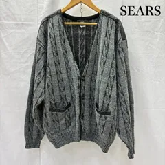シアーズ ケーブル編みカーディガン レザー切り替え 異素材 ミックスグレー 44/LG メンズ L ISItems【USED】【古着】【中古】50142357のサムネイル