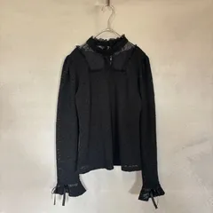 ROJITA ロジータ スタンドカラー 総レース 袖リボン 長袖 ブラウス ブラック 1042373 USED