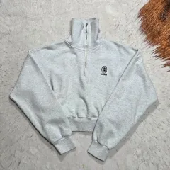 メランジ 刺繍 ハーフジップ Anorak（アノラック） クロップド スウェット