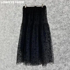 LOWRYS FARM ブラック 花柄 ロングスカート 透け感 ペチコート付き Fサイズ