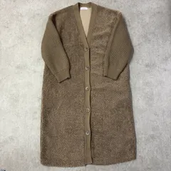 EMODA エモダ ELDER ボア切替ロングカーディガンコート F ベージュ ブラウン系 ニット羽織  レディース ゆったり 厚手　カーディガン　アウター　ざっくり