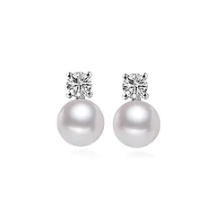 【迅速発送】イヤリング レディース 人気 ノンホール 貝パール ホワイト 白 真珠 クリスタル キュービックジルコニア 結婚式 ラインストーン パール ウエディング 上品 痛くない シルバー コイル式 イヤリング ノンホールピアス ミヤビグレース Miya 1
