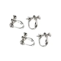 【迅速発送】[ジュエリーショップエム] 皿付き ネジ芯 芯あり 台座付き ネジバネ スタッド 直結 イヤリング金具 アレルギー対応 シルバー ca0028-R 1