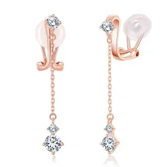 【迅速発送】FH.bird イヤリング レディース 人気 揺れる 金属アレルギー対応 シルバー925 ノンホールピアス ジルコニア ピンクゴールド デート 誕生日 20代 30代 40代 プレゼント 女性 ジュエリー 1