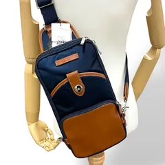 新品未使用　タケオキクチ　ボディバッグ　ショルダーバッグ　ナイロン　レザー　紺色　ネイビー　茶　ブラウン　タグ付き