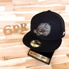 激レア【ニューエラ×石川真澄】限定コラボ 猪 イノシシ キャップ 和柄 黒×白 和風 刺繍 浮世絵 59FIFTY ブラック