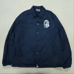 激レア‼︎ エイプ APE コーチジャケット 紺青 総柄 デカロゴ A BATHING