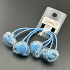 【新品】ヘアアクセサリー ヘアゴム ブルー ラメ ハート 女の子 2本 可愛い◆