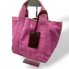 良品　ポロ　ラルフローレン　ハンドバッグ　キャンバス　レザー　ピンク　ダメージ加工　RALPH LAUREN POLO