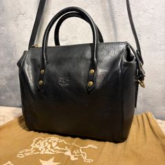 【激レア2室 極美品 保存袋付き】イルビゾンテ　ミニボストン　2WAY　ブラック 最終値下げ！極美品 ILBISONTE2WAYミニボストンバッグブラック保存袋付