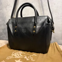 IL BISONTE イルビゾンテ レザーボストンバッグ ショルダーストラップ付き 保存袋付き ブラック 本革 イタリア製 2WAY ハンドバッグ 美品 メンズ レディース 人気 定番 シンプル 高級 牛革 鞄 黒