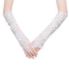 【特価セール】ブライダル 手袋 グローブ グローブ 指なし レディース 花嫁用品 オフホワイト 披露宴 ウエディング 2次会 [Ymgot]