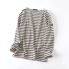 極美品 / SAINT JAMES セントジェームス / OUESSANT ウェッソン 長袖 ボーダー バスクシャツ / ユニセックス T5 / エクリュ×ブラウン 生成×茶 / フランス製