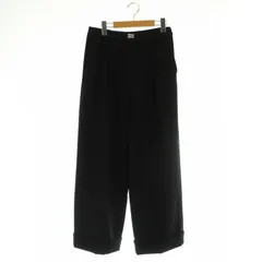 【中古】ミュウミュウ miumiu MP1702 グラン ドゥ プードル パンツ ストレート ロゴ タック ウール 40 黒 ブラック ミュウミュウ miumiu MP1702 グラン ドゥ プードル パンツ ストレート