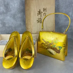 【フォローで割引クーポン配布中】高級　ゴールド系　合皮　レザー　レディース草履　バッグ　セット　女性　和装　和服　礼装　成人式　振袖　卒業式　入学式　冠婚葬祭 式典　結婚式　靴　鞄　ハンドバッグ　ポーチ　25A5101SR0682