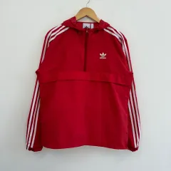 100 アディダス プルオーバー 3本線 フード Anorak（アノラック） ウィンドブレーカー ジャケット N6348