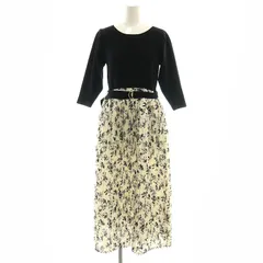 トランテアン ソン ドゥ モード 31 Sons de mode プリーツスカート×ニットドッキングワンピース 花柄 ベルト付き 36 黒 ライトアイボリー /MI ■OS