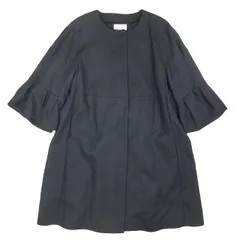 美品 レッド ヴァレンティノ RED VALENTINO ウール混 フレアスリーブ ノーカラー コート ジャケット ブルゾン アウター 七分袖 DR0379BO サイズ46 紺 ネイビー レディースのサムネイル