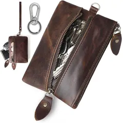 【迅速発送】[ｆｙ ＦＯＸＹＯＲＫ] キーケース メンズ 4 in 1 カード収納 車キーケース 小銭入れ 小物入れ 本革 6連フック付き 2つ外側ポケット レザー カードキーケース カード入れ付き 小銭入れ スマートキー対応 多機能 大容量 1