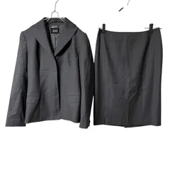 RE260【美品】TRANS WORK トランスワーク スカートスーツ スカートセットアップ ストライプ グレー サイズ上40 下42