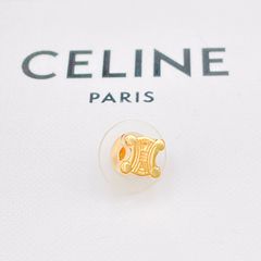 【片耳のみ】CELINE　マカダム ピアス ゴールドカラー CELINE マカダム柄 片耳のみ リング ピアス レディース ゴールド