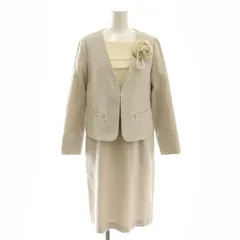 ナチュラルビューティーベーシック NATURAL BEAUTY BASIC セットアップ ツイード ジャケット ワンピース 膝丈 長袖 S ライトグレージュ /HK ■OS