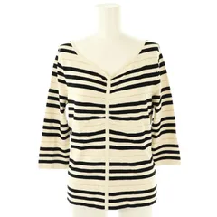 バーバリー ロンドン BURBERRY LONDON ニット カットソー 七分袖 ボーダー 2 白 ホワイト 黒 ブラック /AT ■OS ■GY39 ■AX