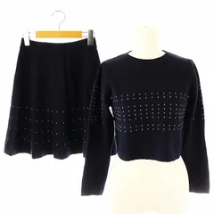 スナイデル SNIDEL 23SS Susクロップドニットセットアップ カットソー フレアスカート F 紺 白 /MI ■OS