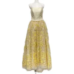 aimer(エメ) ドレス サイズ13 L レディース - オレンジ ベアトップドレス/マキシ丈/ラインストーン/フラワー(花)