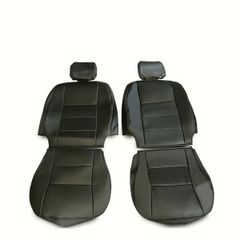 汎用シートカバー ブラック×ブルーステッチ キルティング 2脚セット 