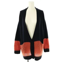 マックス&コー MAX&CO. ウールモヘヤ混バイカラーニットカーディガン Vネック XS ネイビー テラコッタ /DF ■OS