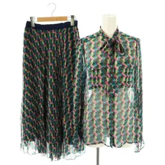 グレースコンチネンタル GRACE CONTINENTAL 23SS セットアップ キカプリントボウタイブラウス プリーツスカート 総柄 36 マルチカラー /MI ■OS