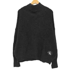 カルバンクラインジーンズ Calvin Klein Jeans ボックスロゴ オーバーサイズ タートルネック ニット レディース import：L 